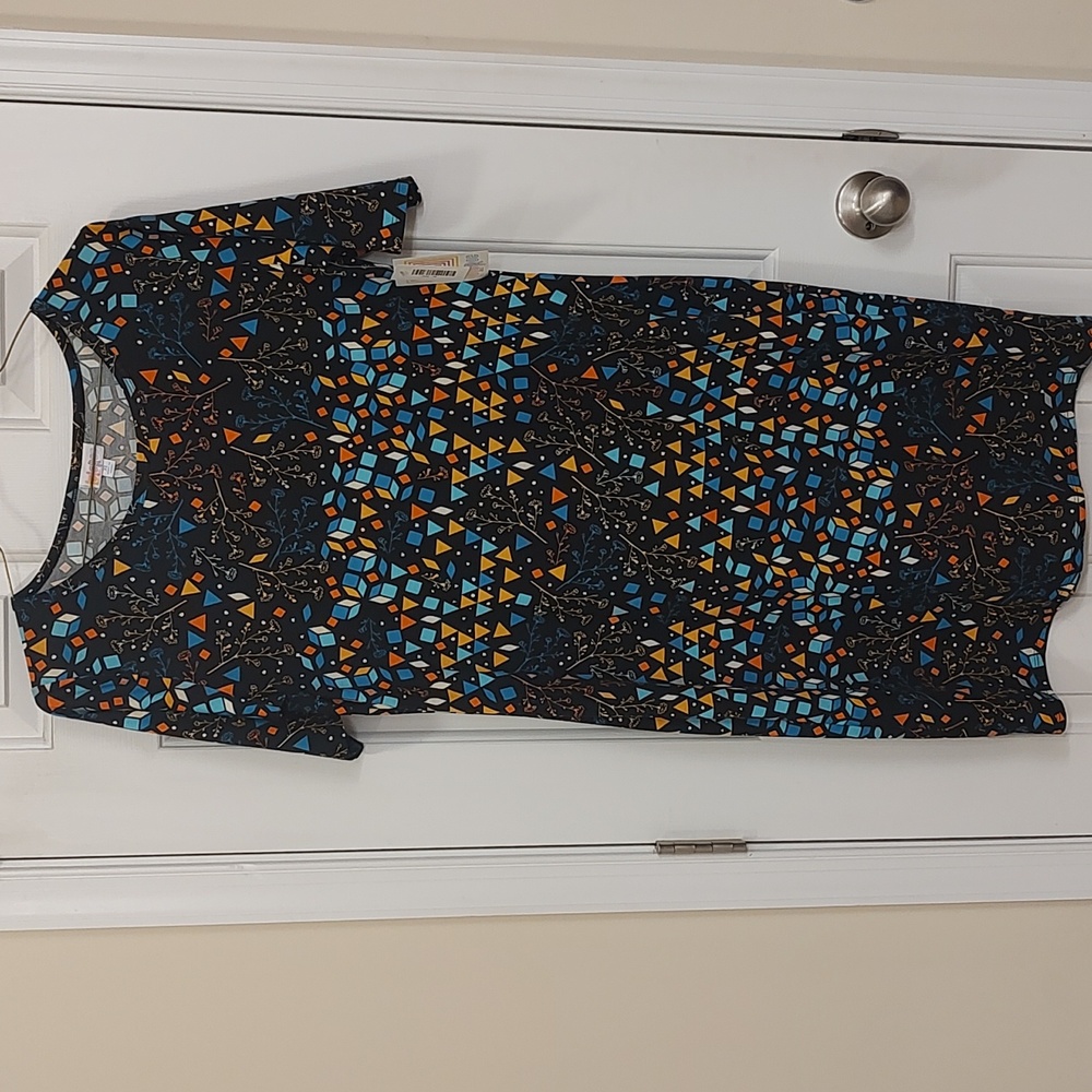 Lularoe Julia Dress in XL Black & Multi Pattern